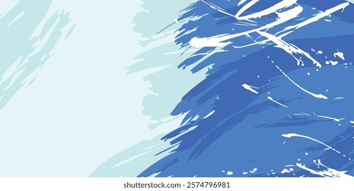 Blue brush stroke Background,  flat banner design background, Abstract grunge banner background vector Colorful scratched blue template