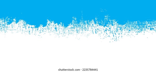 Fondo del trazo de pincel azul. Tinta azul salpicada sobre el fondo. Fondo de pincel para papel de pared, plantilla de bandeja de pintura, banner de suciedad, diseño de acuarela, textura sucia. Fondo de pincel de moda, vector