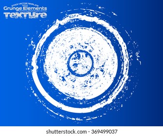Blue brush stroke in the form of a circle. Drawing created in ink sketch handmade technique. Isolated on white background