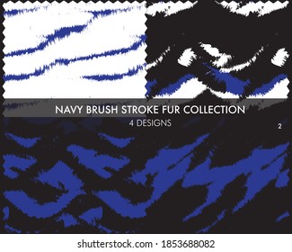 Blue Brush stroke fur collection includes 4 design swatches for fashion prints, homeware, graphics, backgrounds