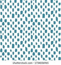  Golpe de pincel azul sobre el patrón de fondo blanco dibujado a mano sin costuras. Impresión vectorial para diseño, tela, vestimenta, textil. EPS10