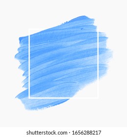 Blue brush stroke paint background vector. Perfect painted design for logo, sale banner or poster.