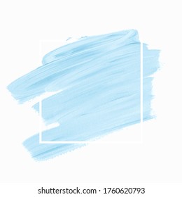 Blue brush stroke paint texture background vector over square frame. Perfect design for logo or banner.	