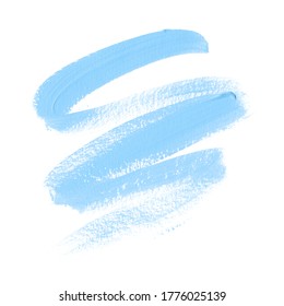 Blue brush stroke paint texture trace isolated on white background. Perfect art design for logo or banner. Vector.		