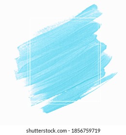 Blue brush stroke paint texture background vector over square frame. Perfect design for logo or banner.