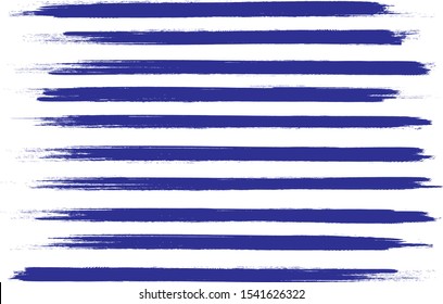Blue brush stroke set isolated on white background.Trendy brush stroke for blue ink paint,grunge backdrop, dirt banner,watercolor design and dirty texture.Creative art concept, vector illustration