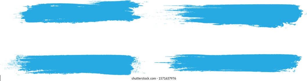 Blue brush stroke set isolated on white background. Trendy brush stroke for blue ink paint, grunge splash, dirt banner, watercolor design and dirty texture. Creative art concept, vector illustration