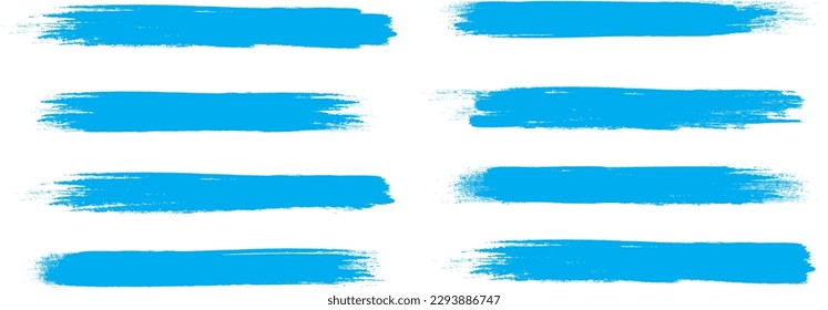 El trazo del pincel azul se aisló en el fondo. Vector de trazo de pincel para pintura de tinta, elemento de diseño de grunge, banner de suciedad, diseño de acuarela, textura sucia. Icono de pincel de moda, ilustración vectorial