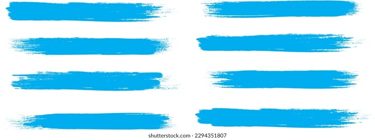 Blue brush stroke set isolated on background. Paint brush stroke vector for ink paint, grunge design element, dirt banner, watercolor design, dirty texture. Trendy brush stroke, vector illustration