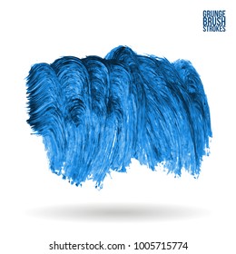 Blue brush stroke and texture. Grunge vector abstract hand - painted element. Underline and border design.