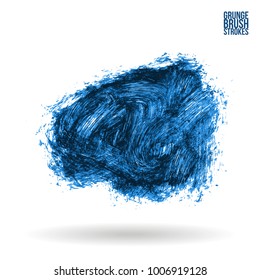 Blue brush stroke and texture. Grunge vector abstract hand - painted element. Underline and border design.