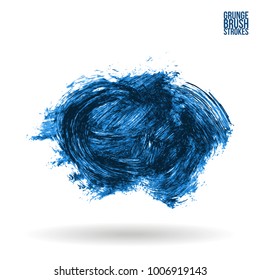 Blue brush stroke and texture. Grunge vector abstract hand - painted element. Underline and border design.