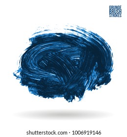 Blue brush stroke and texture. Grunge vector abstract hand - painted element. Underline and border design.