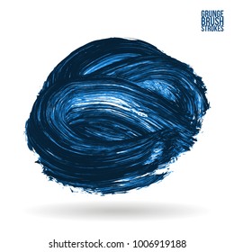 Blue brush stroke and texture. Grunge vector abstract hand - painted element. Underline and border design.