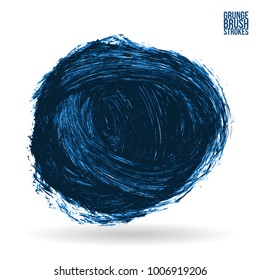 Blue brush stroke and texture. Grunge vector abstract hand - painted element. Underline and border design.