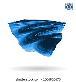 Blue brush stroke and texture. Grunge vector abstract hand - painted element. Underline and border design.