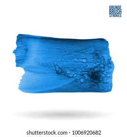 Blue brush stroke and texture. Grunge vector abstract hand - painted element. Underline and border design.