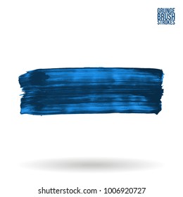 Blue brush stroke and texture. Grunge vector abstract hand - painted element. Underline and border design.