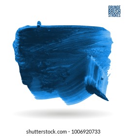 Blue brush stroke and texture. Grunge vector abstract hand - painted element. Underline and border design.
