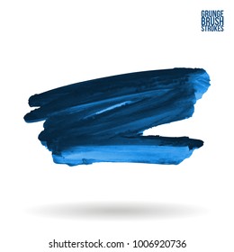 Blue brush stroke and texture. Grunge vector abstract hand - painted element. Underline and border design.