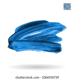 Blue brush stroke and texture. Grunge vector abstract hand - painted element. Underline and border design.