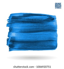 Blue brush stroke and texture. Grunge vector abstract hand - painted element. Underline and border design.