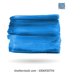 Blue brush stroke and texture. Grunge vector abstract hand - painted element. Underline and border design.