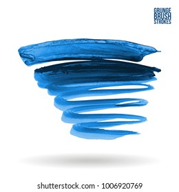 Blue brush stroke and texture. Grunge vector abstract hand - painted element. Underline and border design.