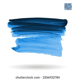 Blue brush stroke and texture. Grunge vector abstract hand - painted element. Underline and border design.
