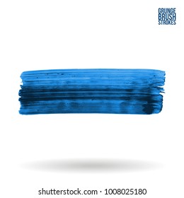 Blue brush stroke and texture. Grunge vector abstract hand - painted element. Underline and border design.