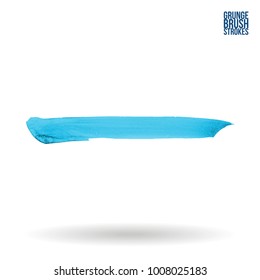 Blue brush stroke and texture. Grunge vector abstract hand - painted element. Underline and border design.