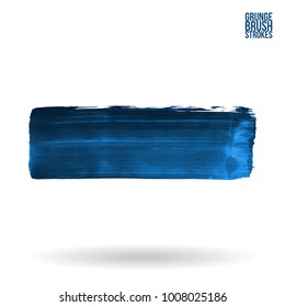 Blue brush stroke and texture. Grunge vector abstract hand - painted element. Underline and border design.