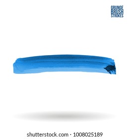 Blue brush stroke and texture. Grunge vector abstract hand - painted element. Underline and border design.