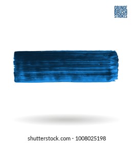 Blue brush stroke and texture. Grunge vector abstract hand - painted element. Underline and border design.