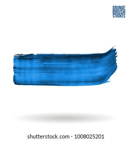 Blue brush stroke and texture. Grunge vector abstract hand - painted element. Underline and border design.