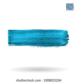 Blue brush stroke and texture. Grunge vector abstract hand - painted element. Underline and border design.