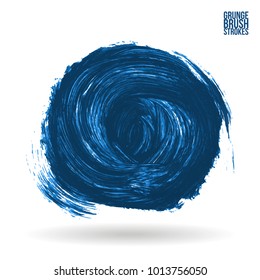 Blue brush stroke and texture. Grunge vector abstract hand - painted element. Underline and border design.