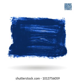 Blue brush stroke and texture. Grunge vector abstract hand - painted element. Underline and border design.