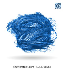 Blue brush stroke and texture. Grunge vector abstract hand - painted element. Underline and border design.
