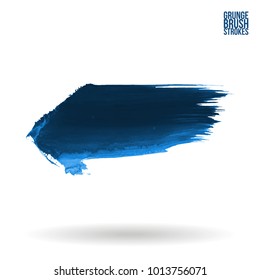 Blue brush stroke and texture. Grunge vector abstract hand - painted element. Underline and border design.