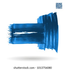 Blue brush stroke and texture. Grunge vector abstract hand - painted element. Underline and border design.