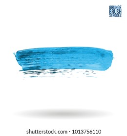 Blue brush stroke and texture. Grunge vector abstract hand - painted element. Underline and border design.