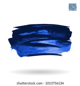 Blue brush stroke and texture. Grunge vector abstract hand - painted element. Underline and border design.