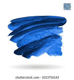 Blue brush stroke and texture. Grunge vector abstract hand - painted element. Underline and border design.