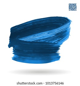 Blue brush stroke and texture. Grunge vector abstract hand - painted element. Underline and border design.