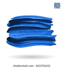 Blue brush stroke and texture. Grunge vector abstract hand - painted element. Underline and border design.
