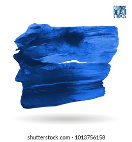 Blue brush stroke and texture. Grunge vector abstract hand - painted element. Underline and border design.