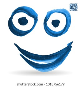 Blue brush stroke and texture. Grunge vector abstract hand - painted element. Underline and border design.