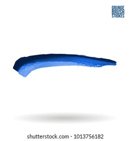 Blue brush stroke and texture. Grunge vector abstract hand - painted element. Underline and border design.