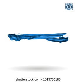 Blue brush stroke and texture. Grunge vector abstract hand - painted element. Underline and border design.